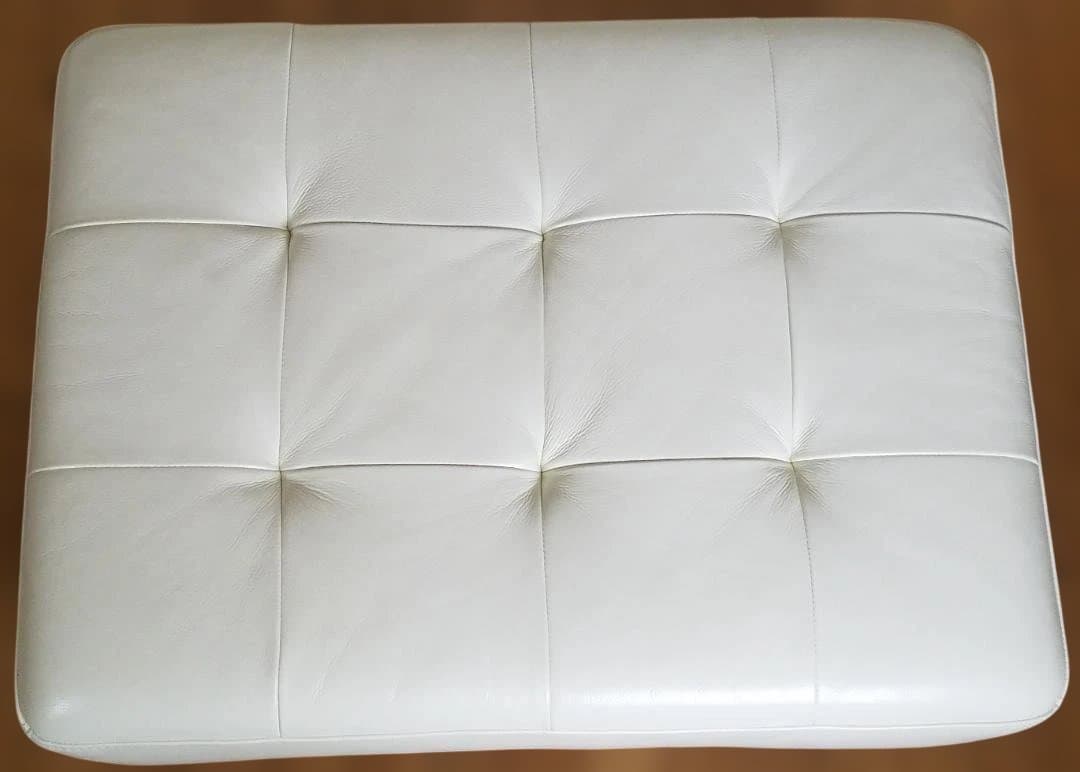 ①IDC 大塚家具 本革 オットマン L/Sコンフォート ホワイト レザー 中古