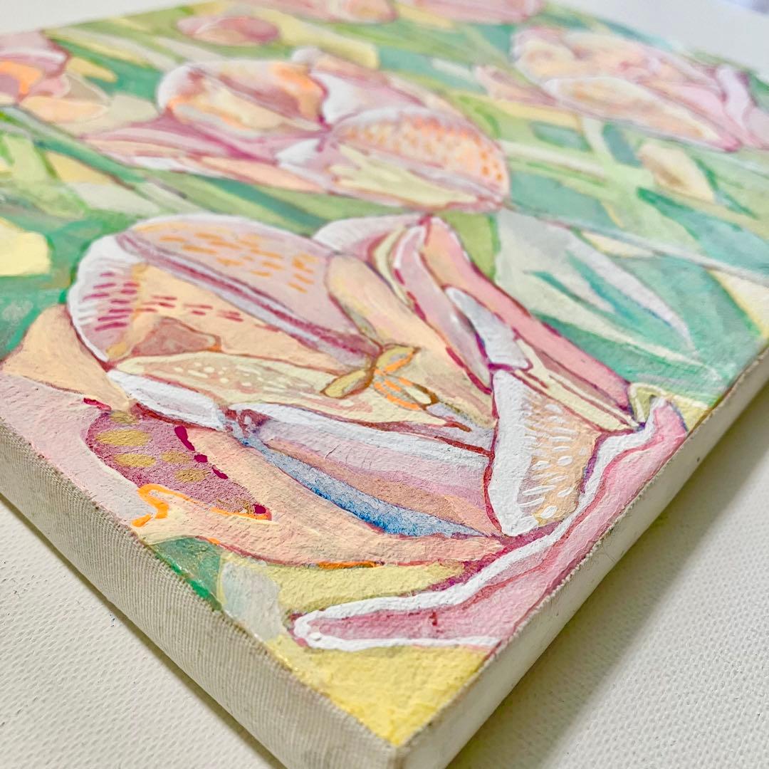 チューリップ＊油絵　絵画　油彩画　春　花　風景画