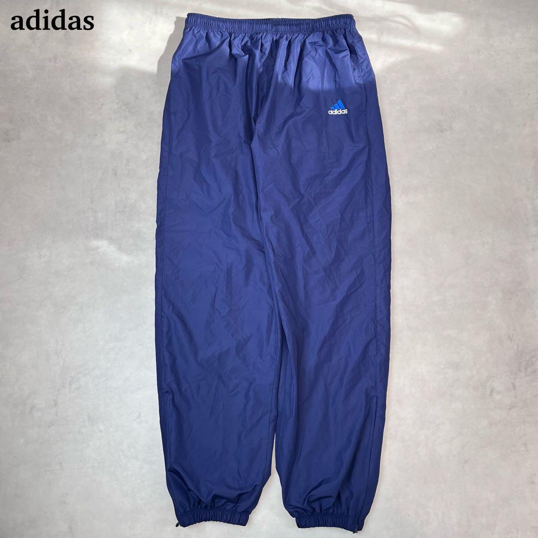 00s adidas バギートラックパンツ 刺繍ロゴ ネイビー XL