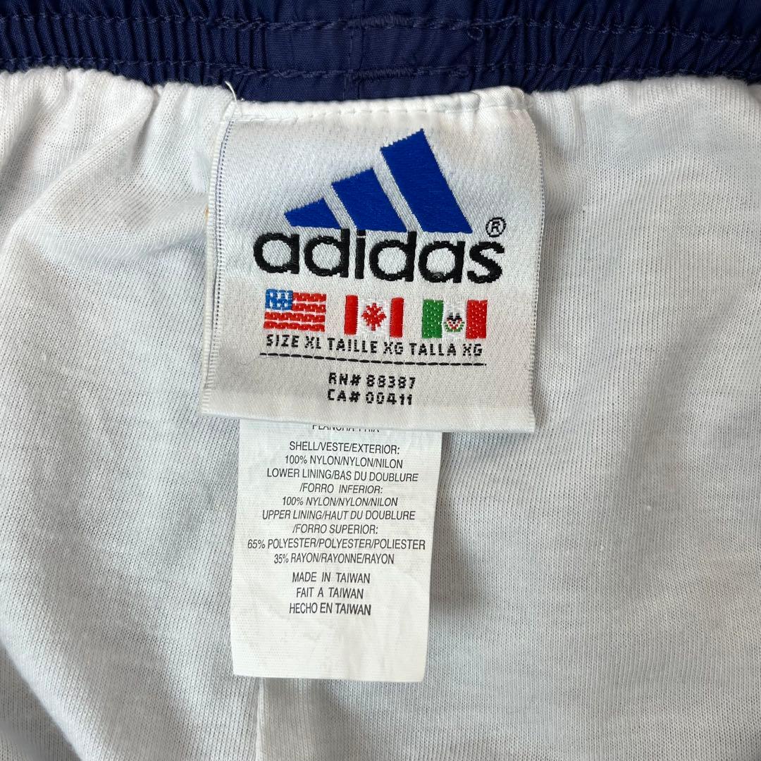 00s adidas バギートラックパンツ 刺繍ロゴ ネイビー XL