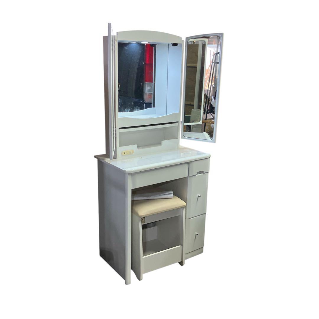 ニトリ 三面鏡 鏡台 椅子セットドレッサー 白 北欧風 洋風