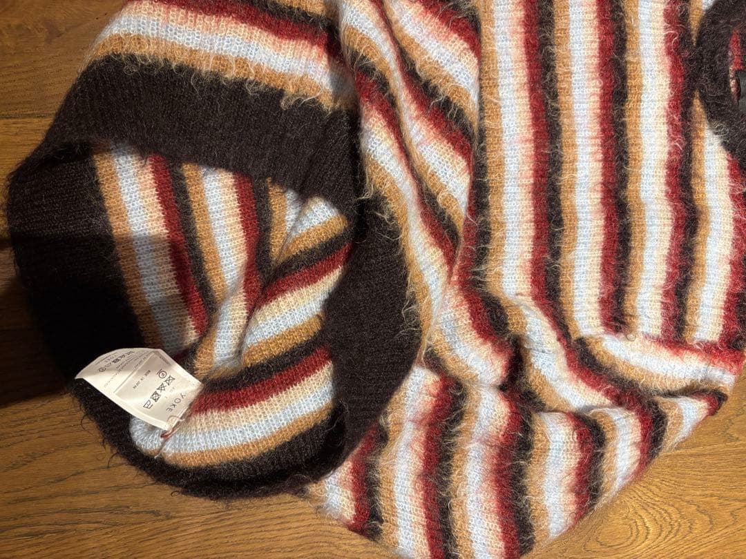 YOKE MOHAIR BORDER SWEATER BROWNxREDサイズ1