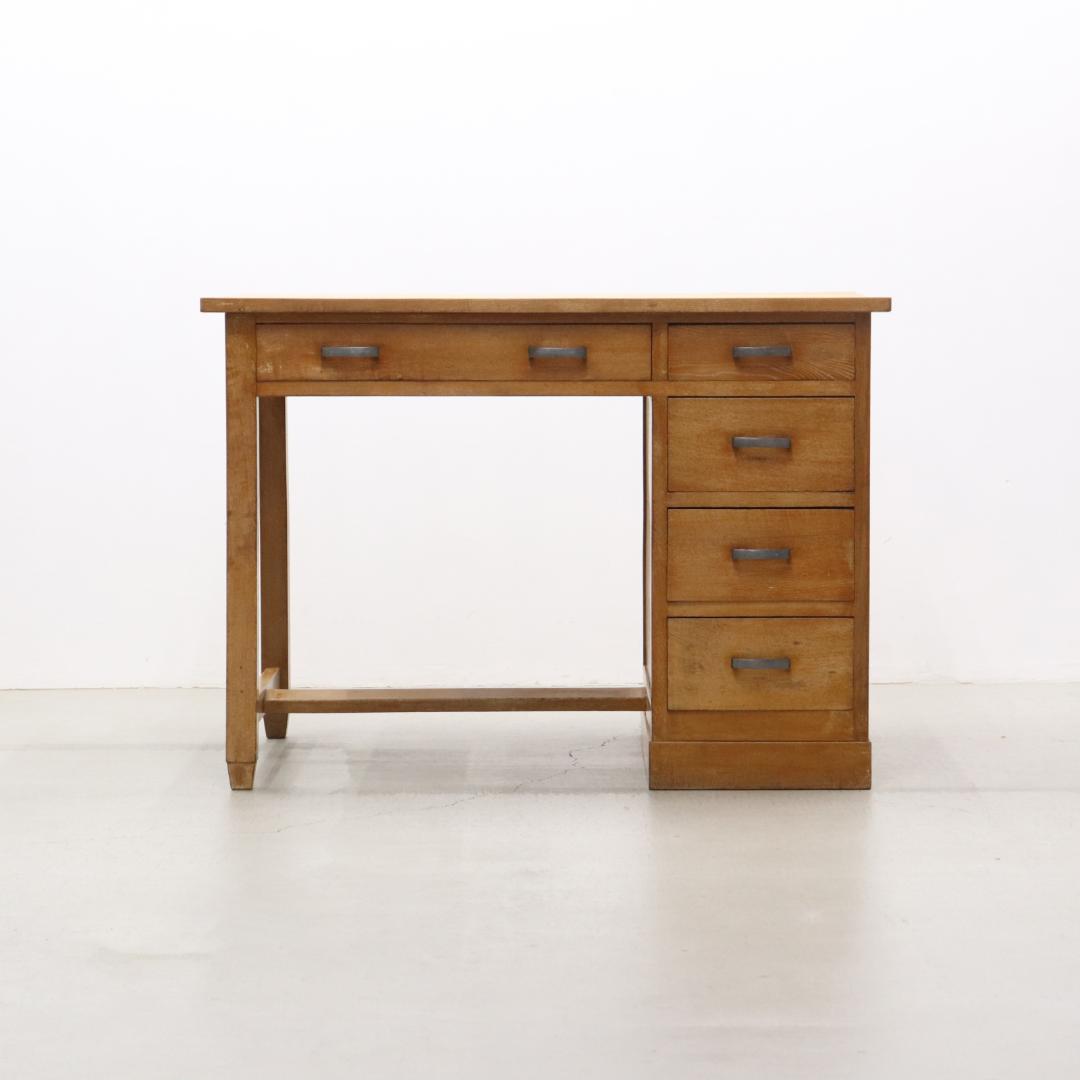 レトロ 無垢材 片袖机 作業台 PC デスク 書斎 展示台 飾り台 ヴィンテージ