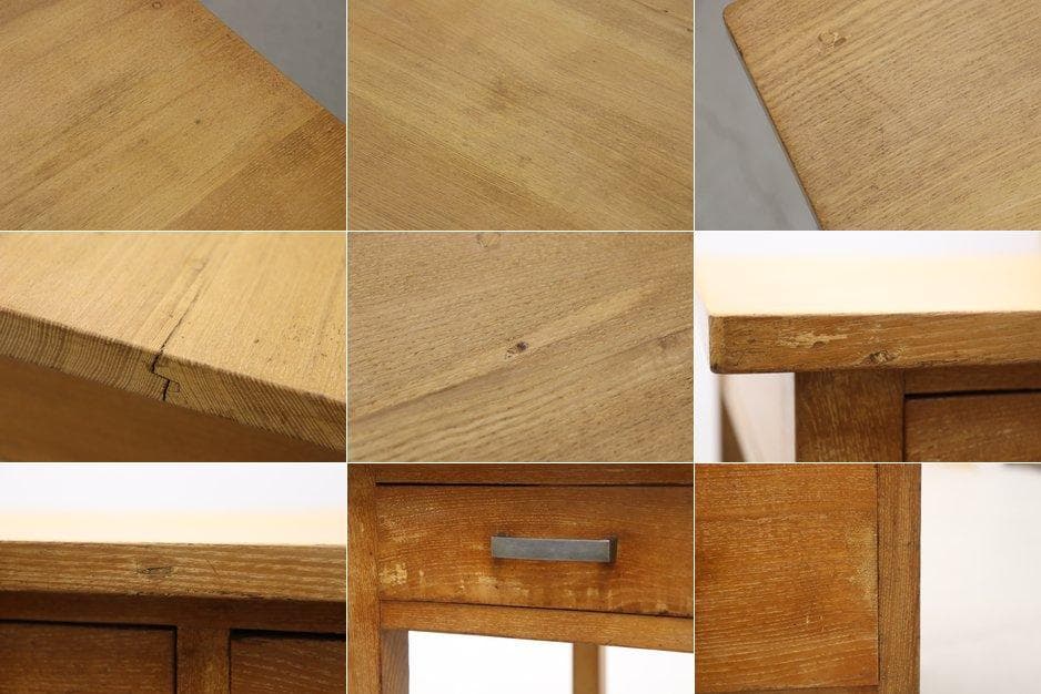 レトロ 無垢材 片袖机 作業台 PC デスク 書斎 展示台 飾り台 ヴィンテージ