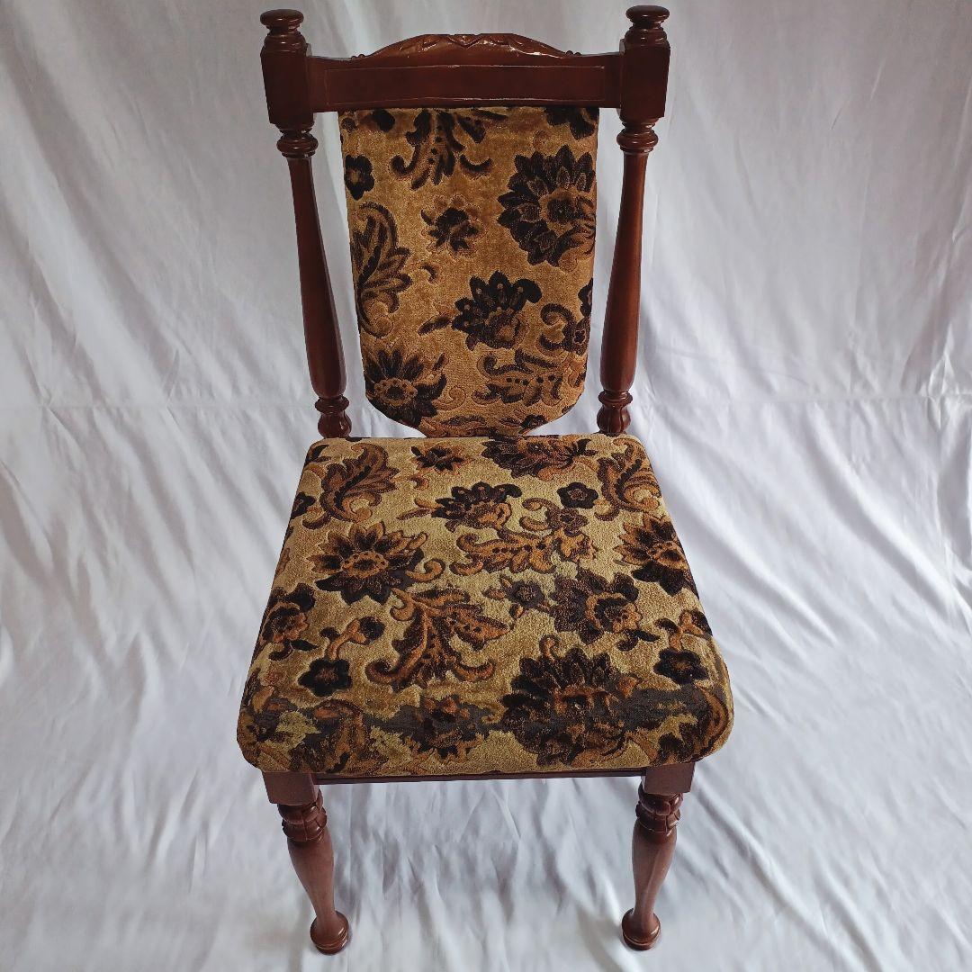 ヴィンテージ 花柄 オリーブ 経年のファブリックが美しい ダイニング チェア