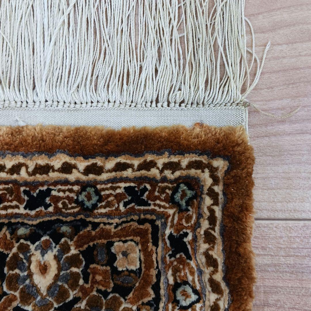 Y3211 高級中国緞通 シルク100% 手織り260段 95×48㎝