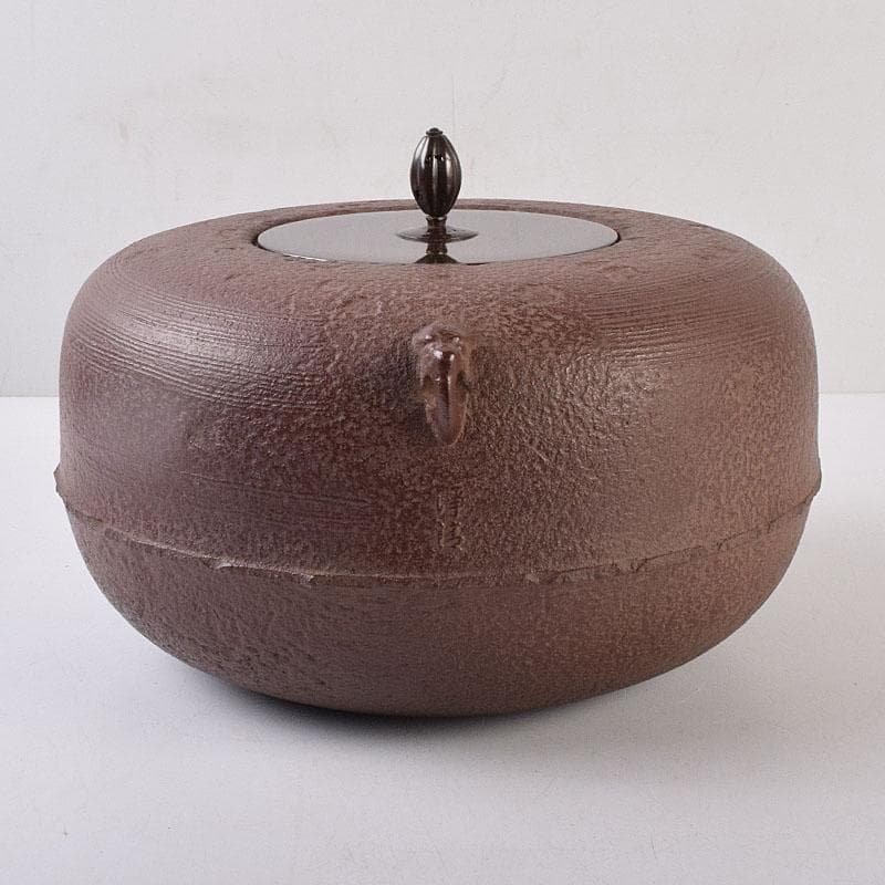 煎茶道具　佐藤浄清作　了々斎好　刷毛目　風炉釜　鉄釜　共布共箱　M　R9052H