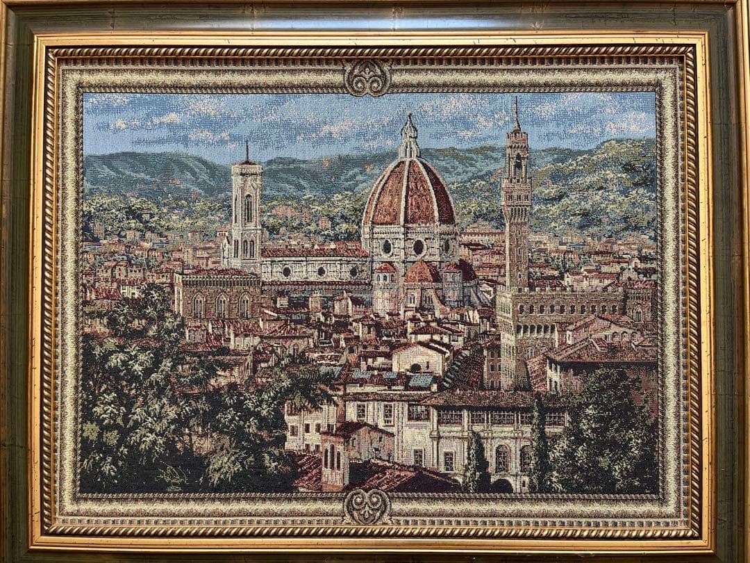 【大判】刺繍絵画 フィレンツェ 大聖堂 風景画 額縁付き インテリア アート