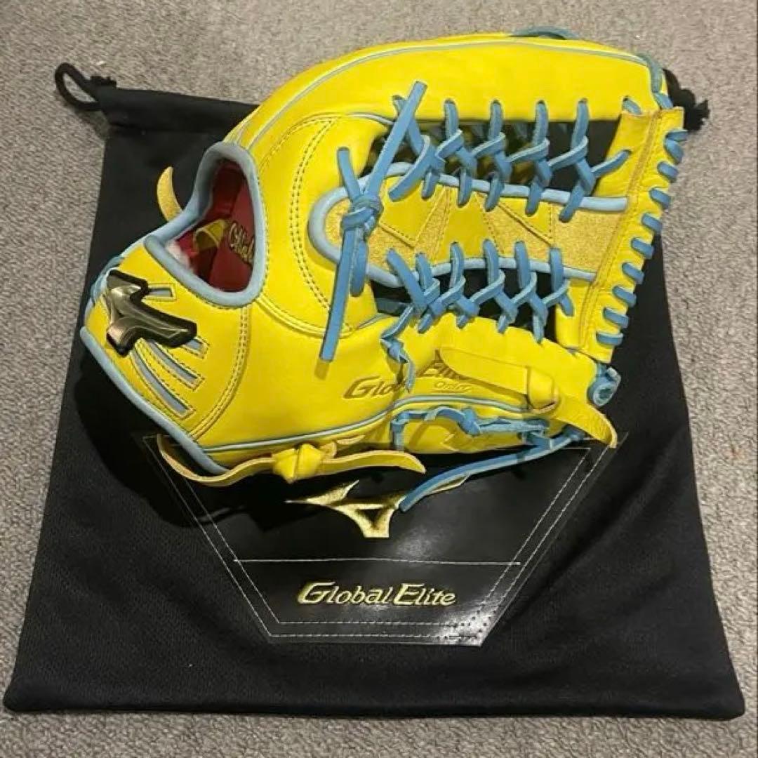 ミズノ　グローバルエリート 外野手用　オーダー　イエロー×ターコイズ　最終値下