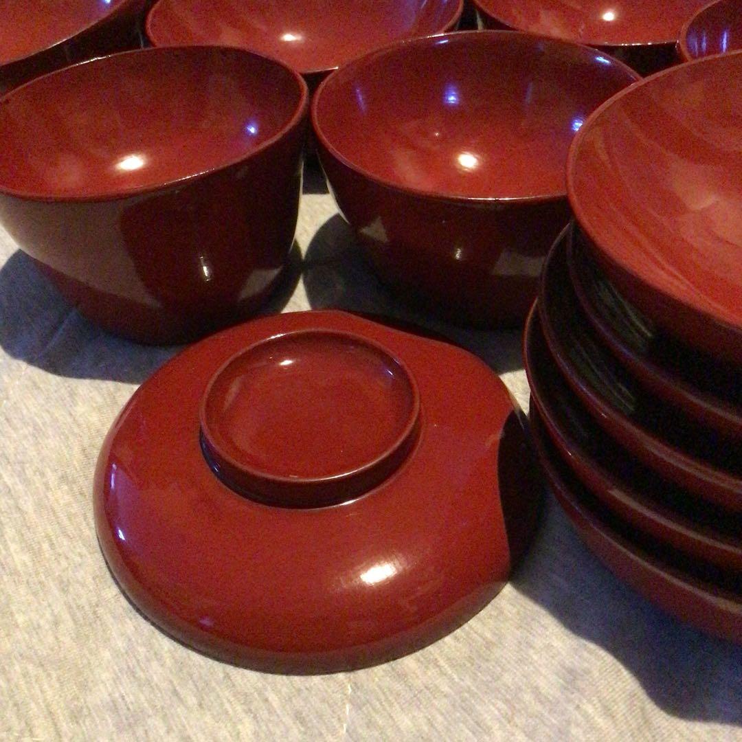 赤漆塗　底厚　お椀色々　蔵から発見　昭和初期　大正　明治　レトロ品！希少！