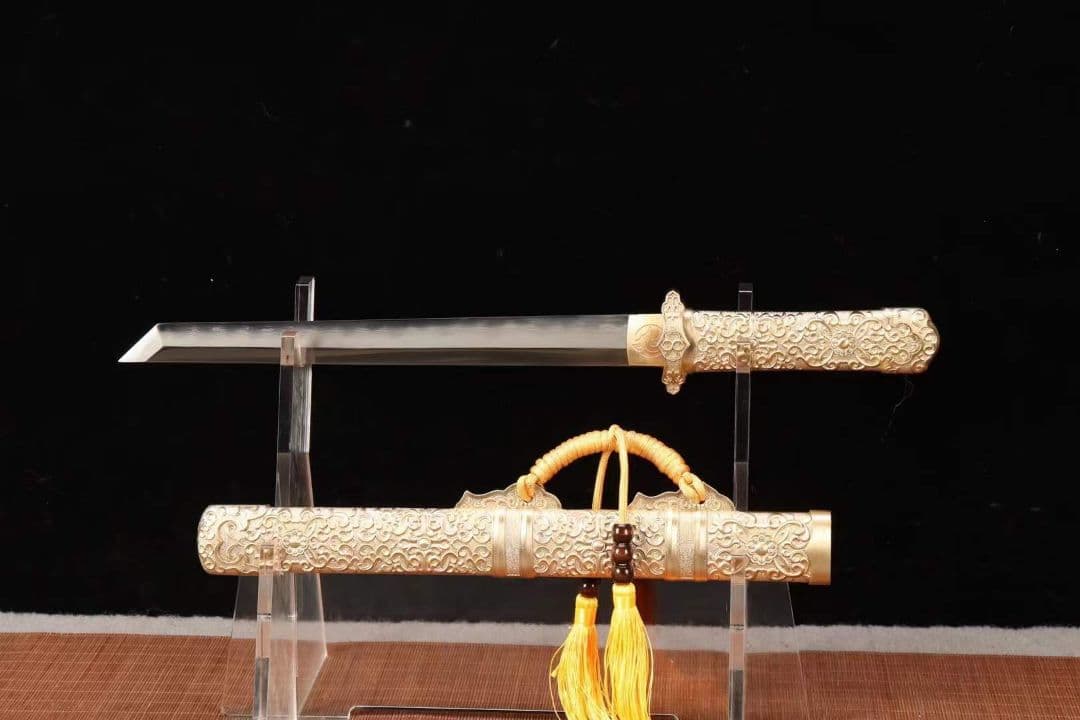 【銅鞘短唐刀】20231750古兵器 武具　刀装具 日本刀 模造刀 居合刀 短刀