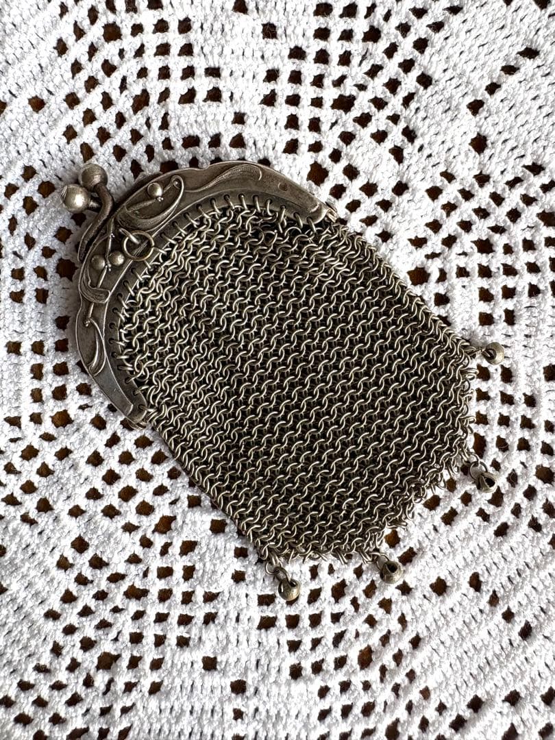 フランスアンティーク　パース　ヤドリギ　シャトレーン　シルバーメッシュ　①