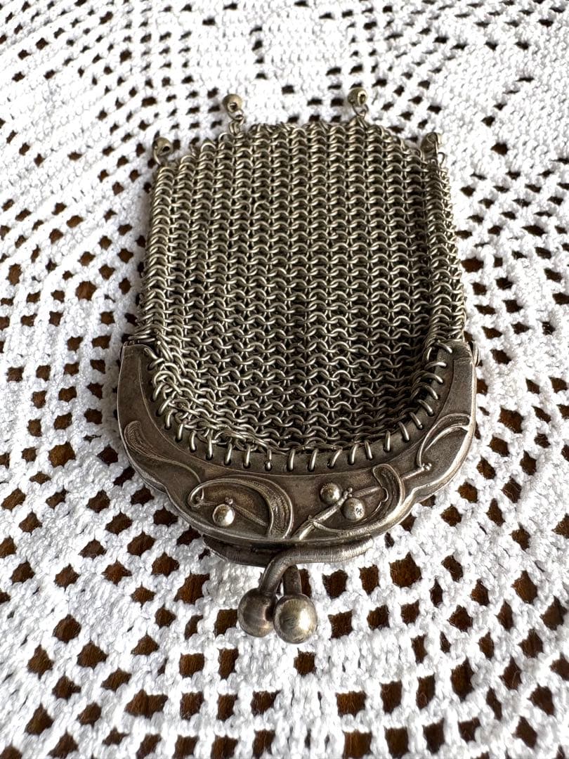 フランスアンティーク　パース　ヤドリギ　シャトレーン　シルバーメッシュ　①