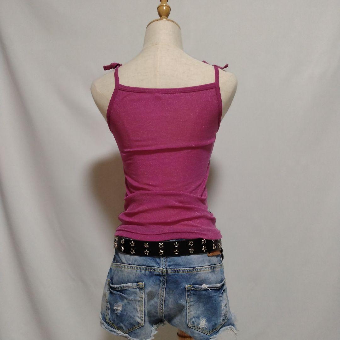 初期 レアデザイン HYSTERICS ヒスガール ピンク ラメ キャミソール