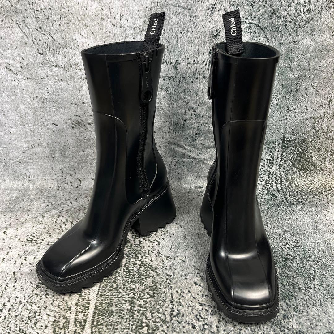 Chloé ブラックラバーブーツ レインブーツ