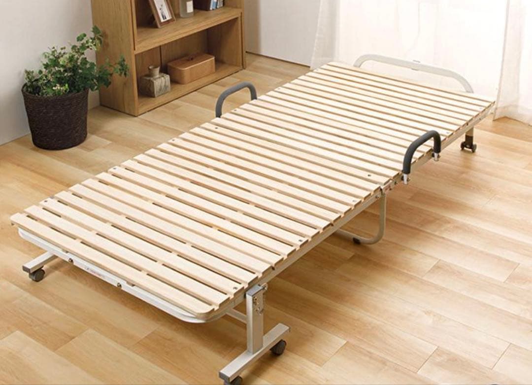 くま ママ　場所を取らず便利！折りたたみベッド シングル 桐無垢材