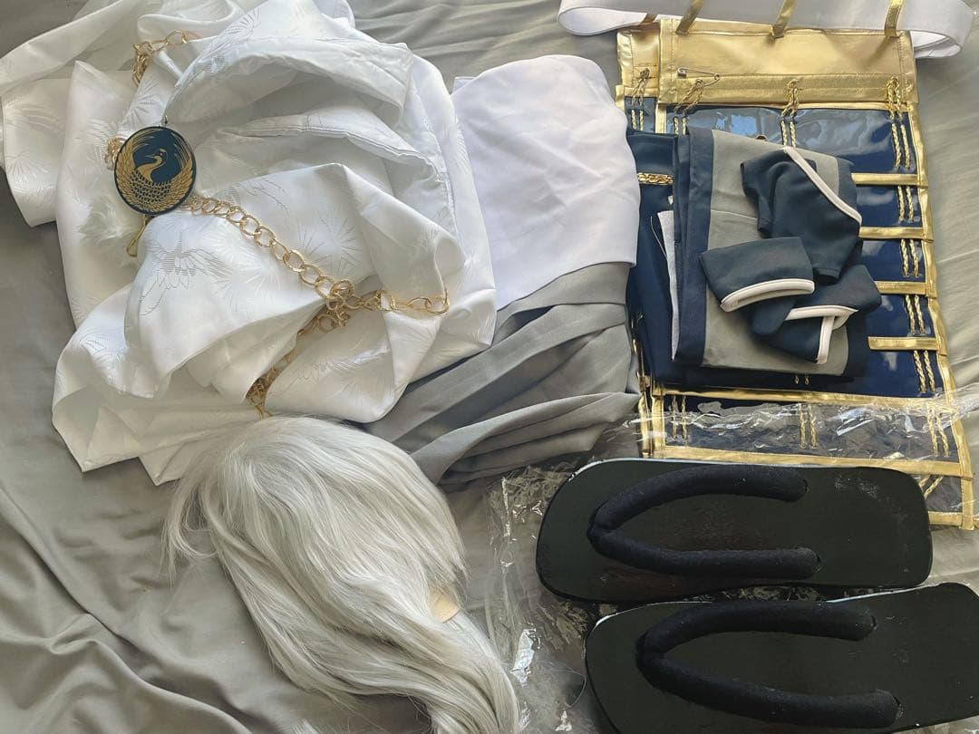 コストモ 刀剣乱舞 鶴丸国永 コスプレ衣装＋ウィッグ＋下駄