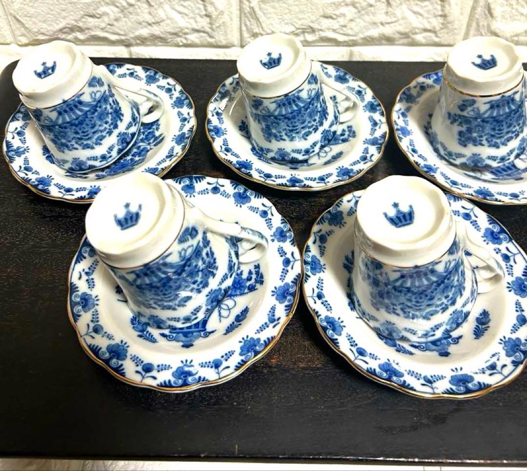 未使用品　寿陶　王冠マーク　クラウンマーク カップ、ソーサー 5セット