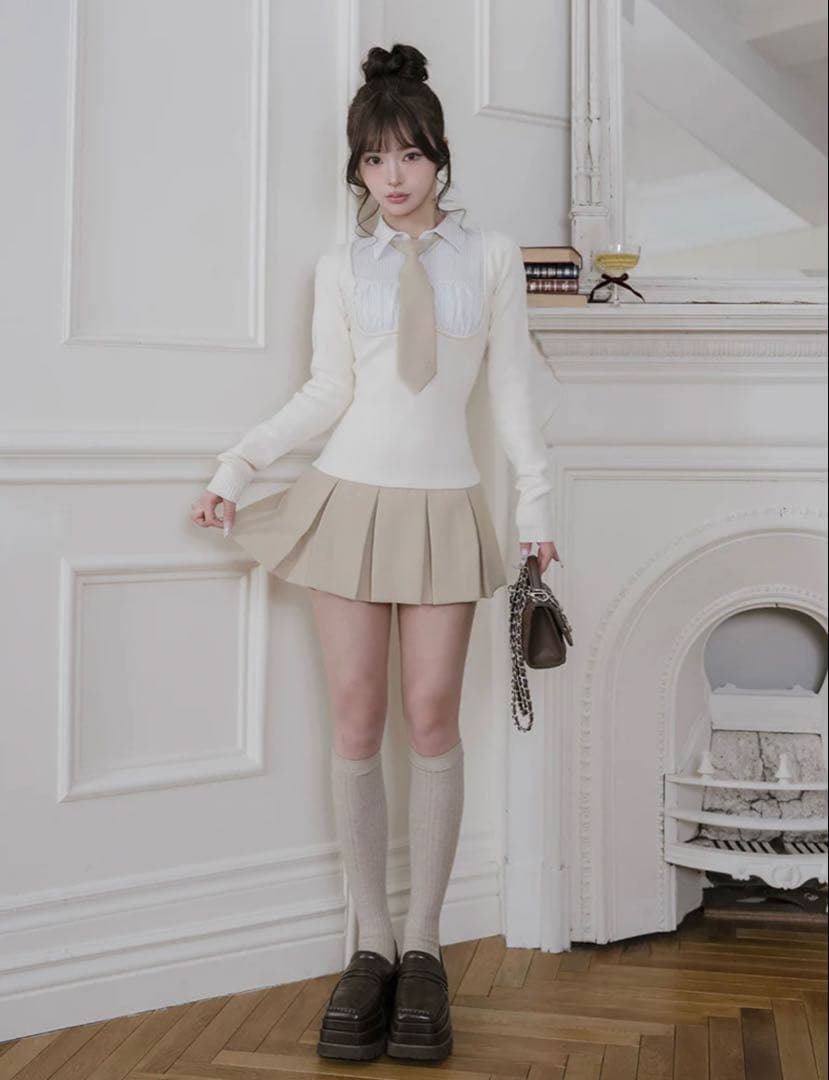 Darich ネクタイシャツドッキングニットミニワンピース FLサイズ