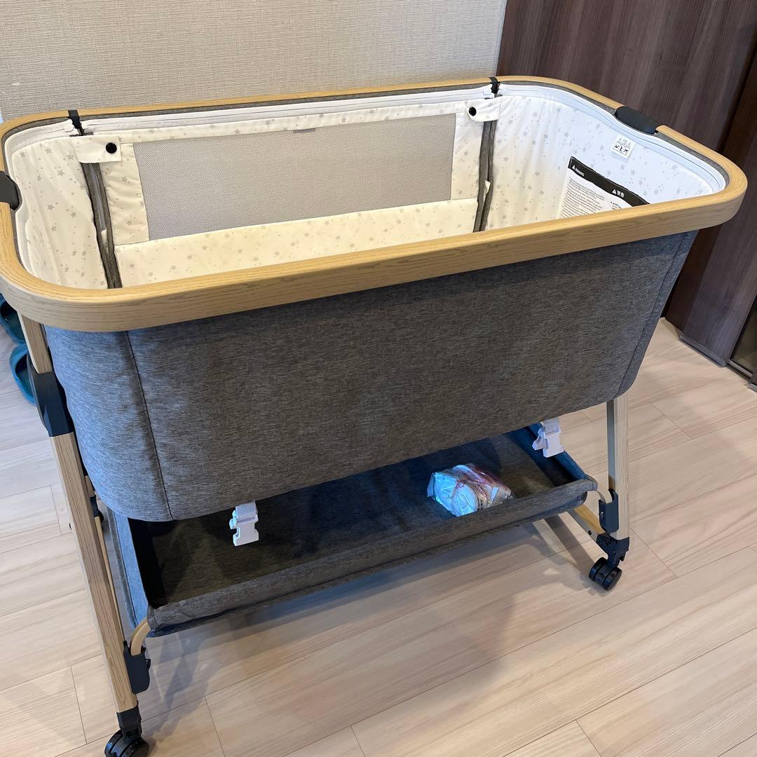 hzdmj ベビーベッド グレー 星柄