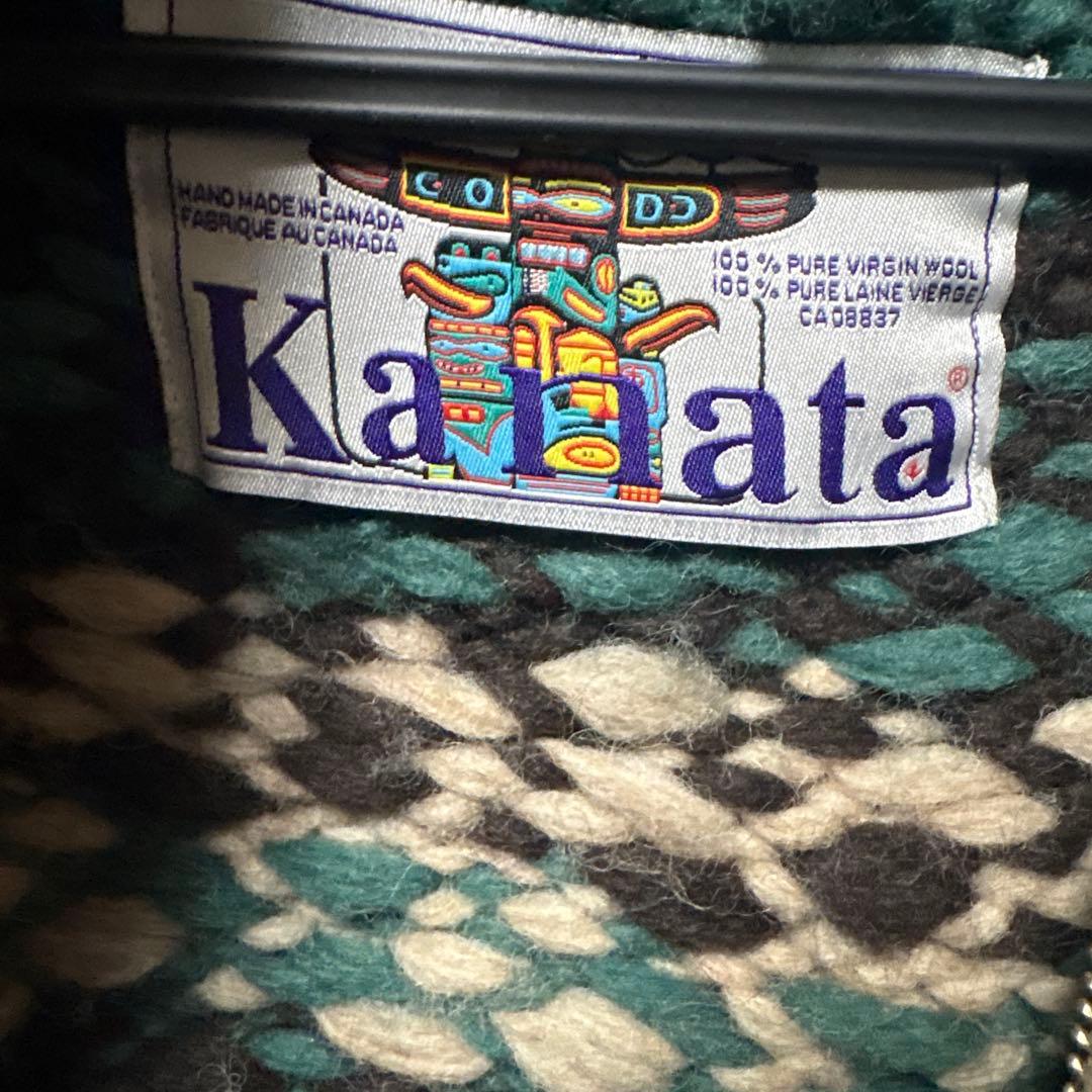 【美品】カナタ　カウチンニット　セーター　ジップアップ　ベージュ　カナダ製　現行