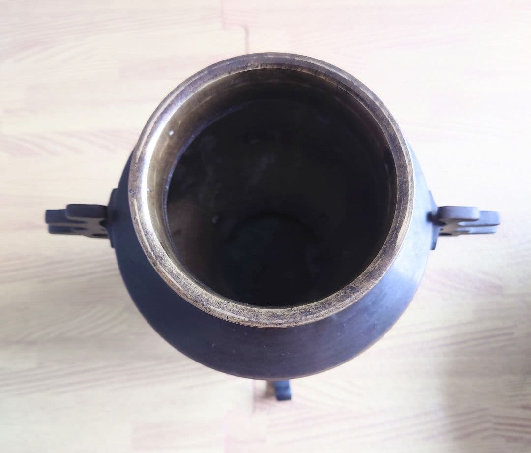 金属工芸　銅器　銀象嵌　薄端　華道