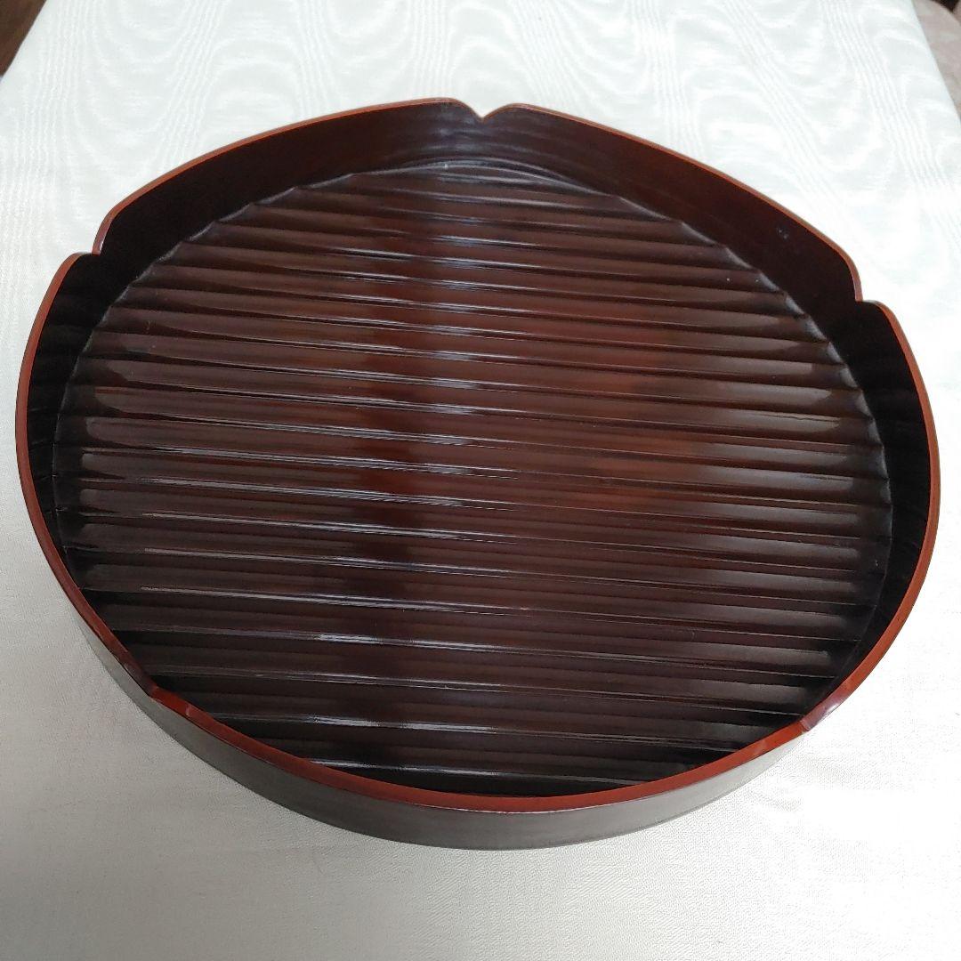 値下げ　花形盆　真塗　木製　茶道具　約29cm