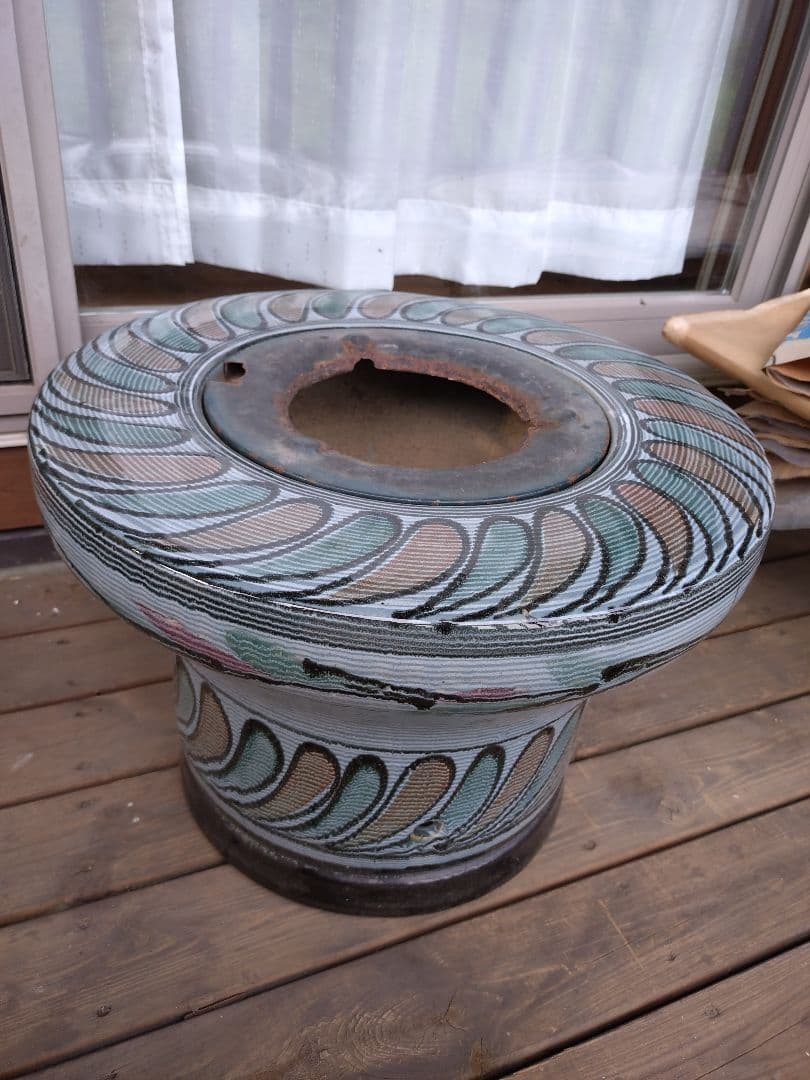 七輪　火鉢　ブルー　災害対策　インテリア