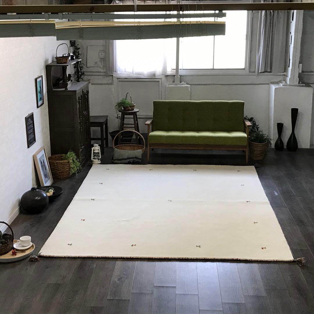 一点限り 201x246cm 3畳 ギャッベ ギャベ ラグ ラグマット 1wh