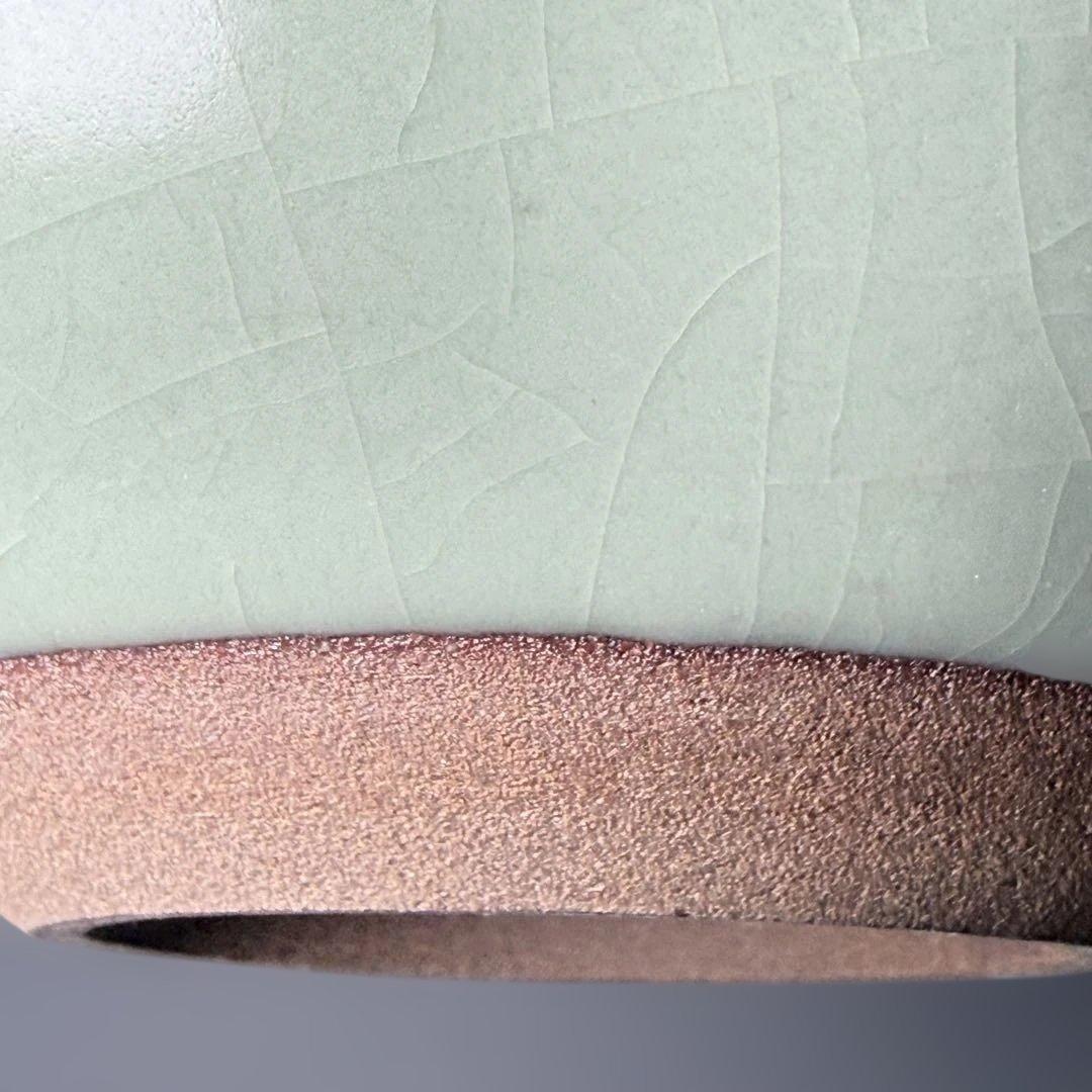 人間国宝　中島宏　本人作　青磁小壺　共箱　本物　翡翠色　究極の青　高16.3cm