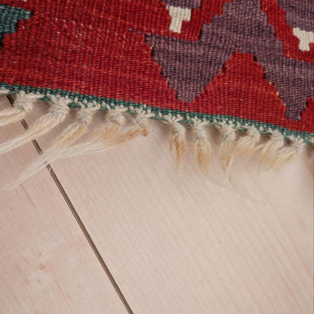 キリム手織り　幾何学模様ラグ 約177x113cm