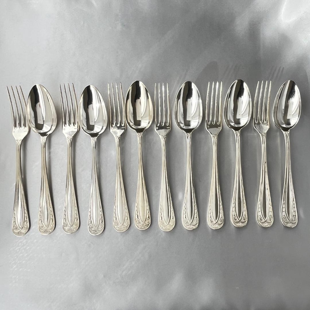 【仏蘭西】 レリーフ ディナーサイズカトラリーセット12本 アールヌーボー