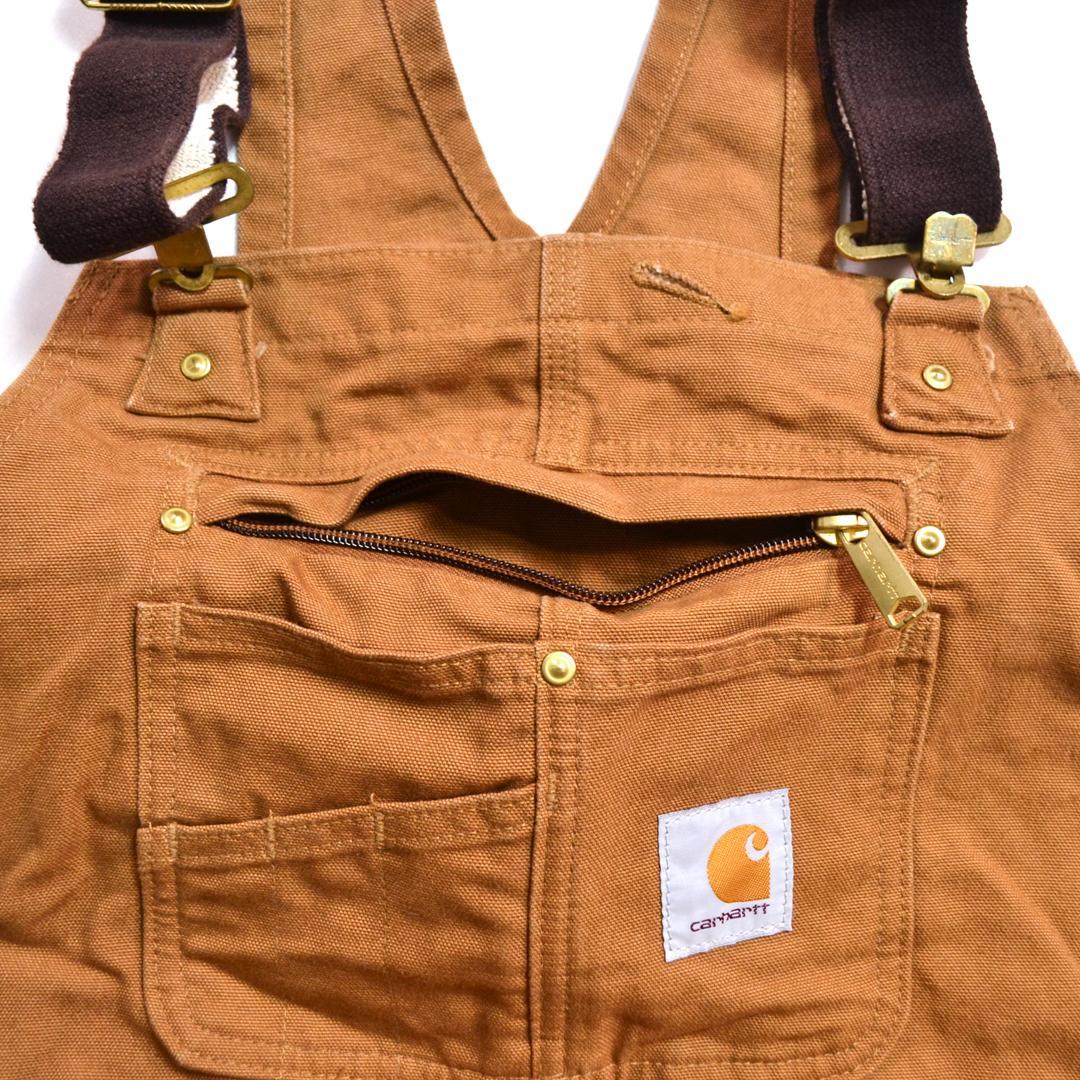 【美品】carharttカーハート コットンダックビブオーバーオールLブラウン