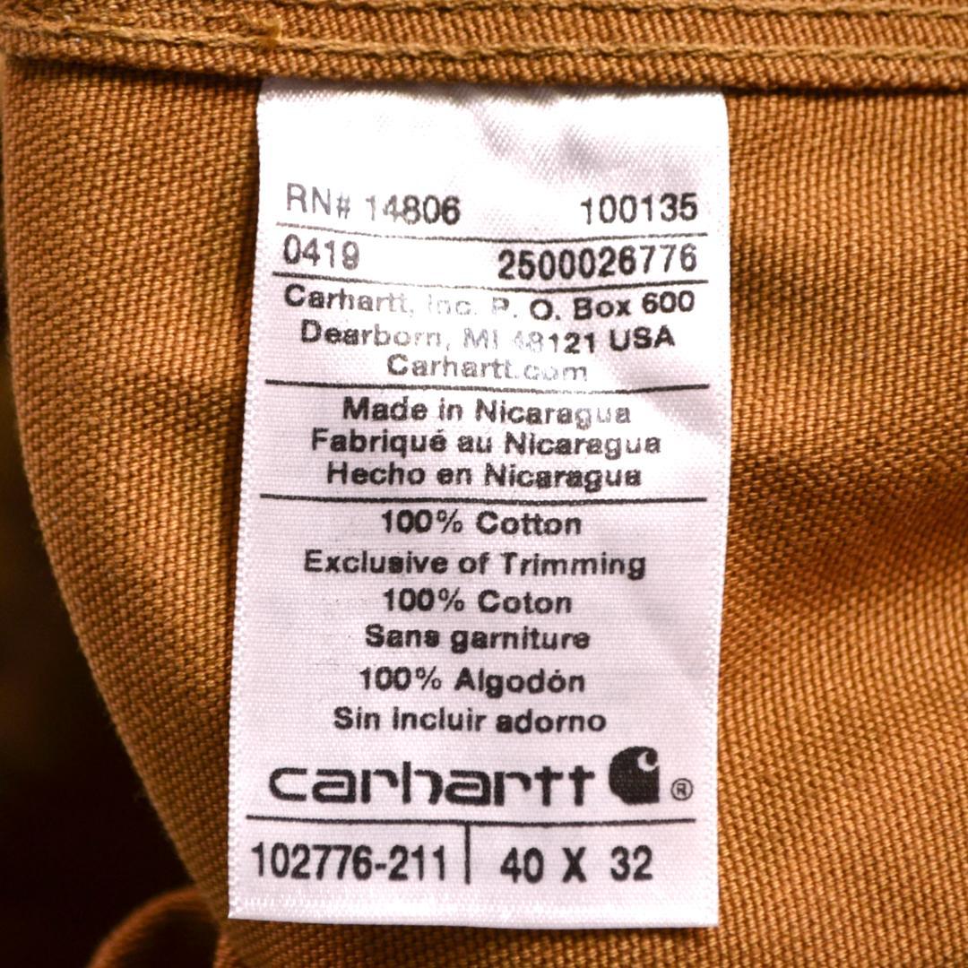 【美品】carharttカーハート コットンダックビブオーバーオールLブラウン