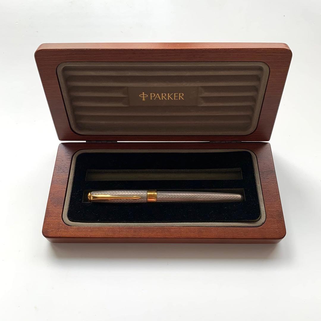 PARKER パーカー ゴールド 万年筆 彫刻デザイン 木箱付き