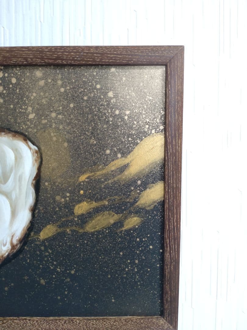 卵の油絵【コスモ・エッグ】1点物の原画◆作者サイン入り/額縁付属