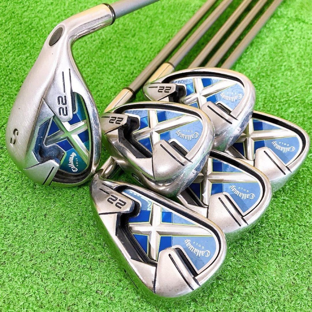 テ19★キャロウェイ X-22 豪華6本レディースアイアンセットL ライトブルー