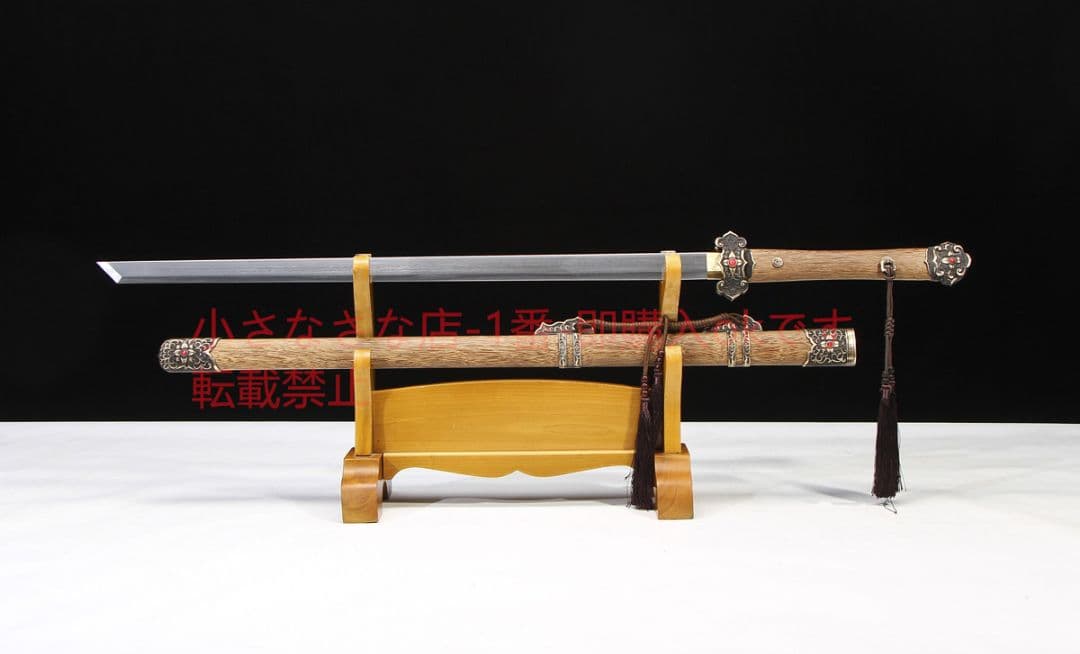 百花唐横刀銅装花梨木百錬模様鋼 古兵器 武具 刀装具 日本刀 模造刀 居合刀