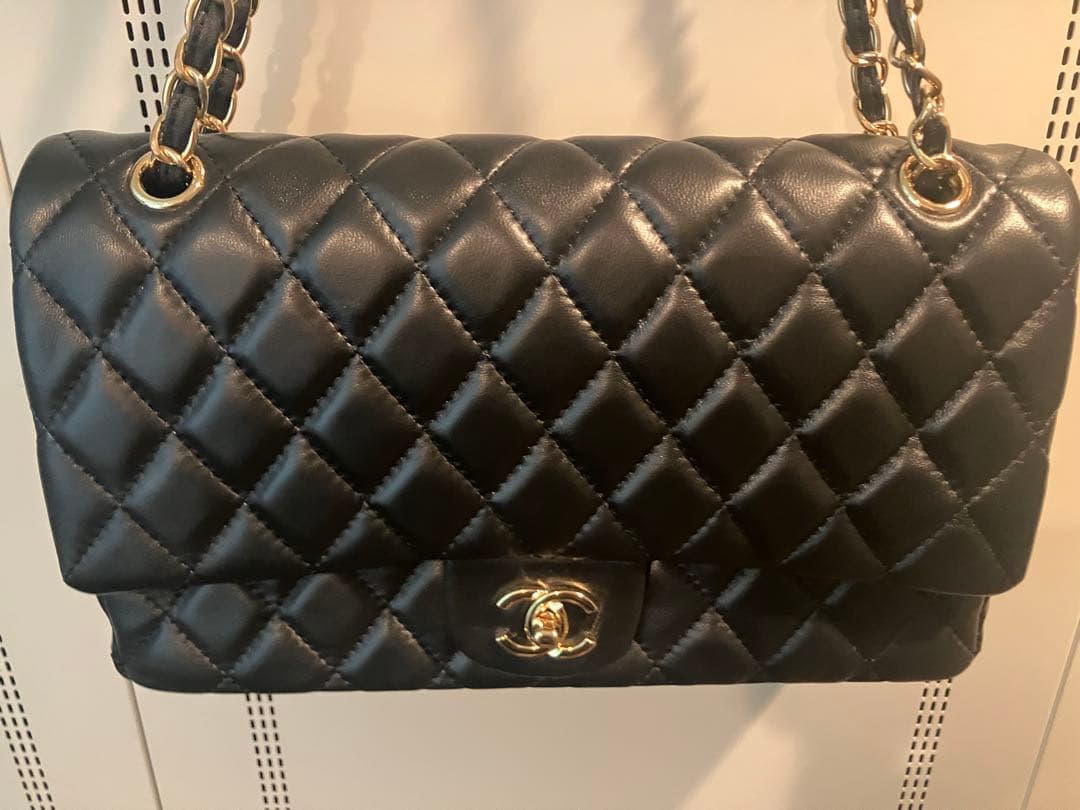 美品　CHANEL ノベルティ　ダブルチェーン　フラップバッグ　30 ゴールド