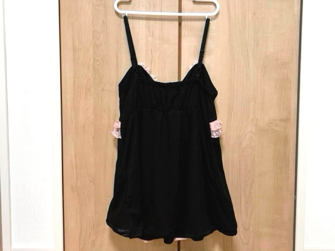 GOLDS♡ビジューバックル付き♡ゴールドチェーン♡配色キャミトップス♡ブラック