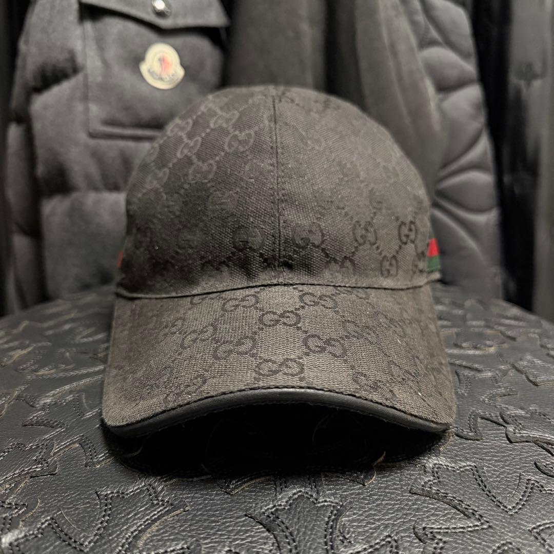Gucci ブラック GGパターン キャップ