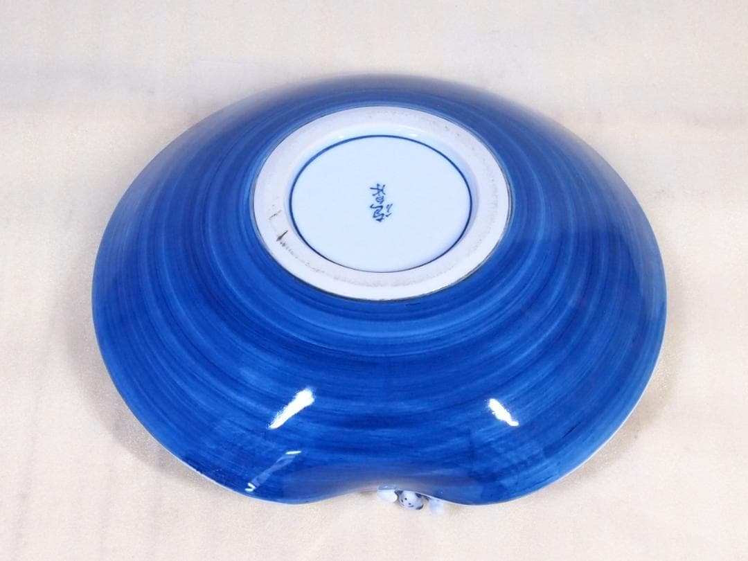 【未使用】京焼/清水焼 平安徳泉造 祥瑞 染付一閑人 盛鉢 盛皿/菓子鉢 茶道具