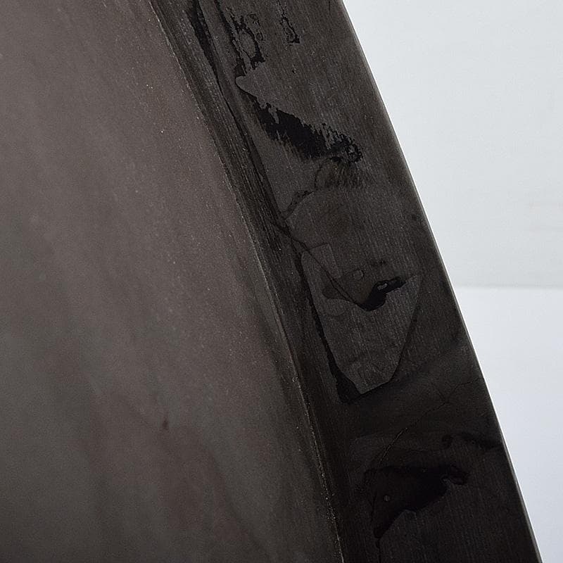 たまご中国　書道具　端渓硯　圓硯　唐木蓋付　C　7575