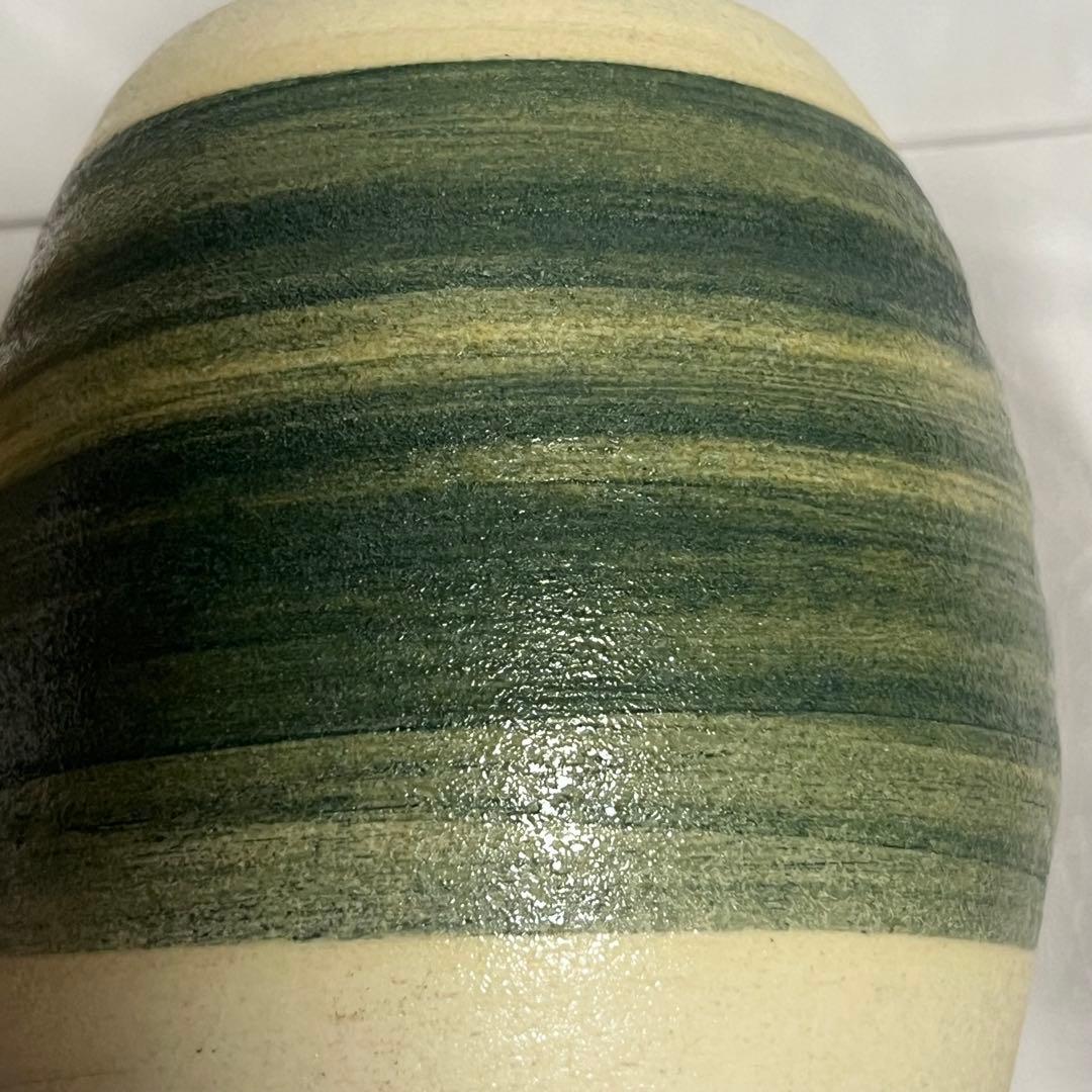 三代 井上良斎 神奈川焼 隅田窯 陶印 共箱有 刷毛目 花瓶 14.5cm