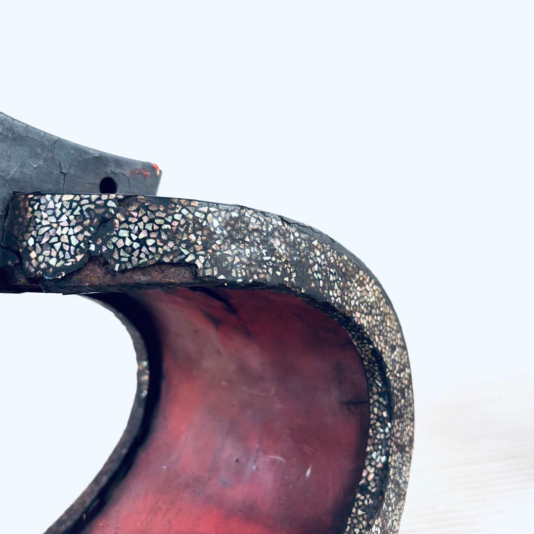 【希少品】鎧　あぶみ　馬具　武具　江戸時代　螺鈿　家紋　古鉄地　古美術　時代物