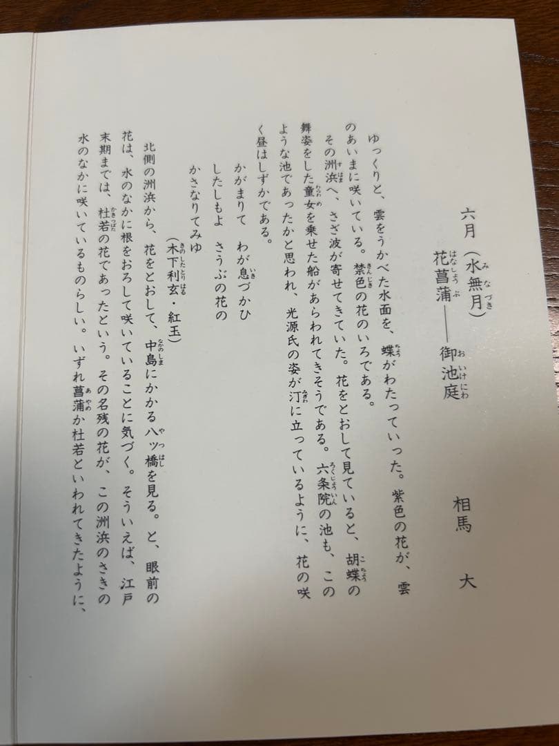 130桑野むつ子 京都 御所の花十二ヶ月 【6月花菖蒲】抹茶椀・和陶皿　しおり付