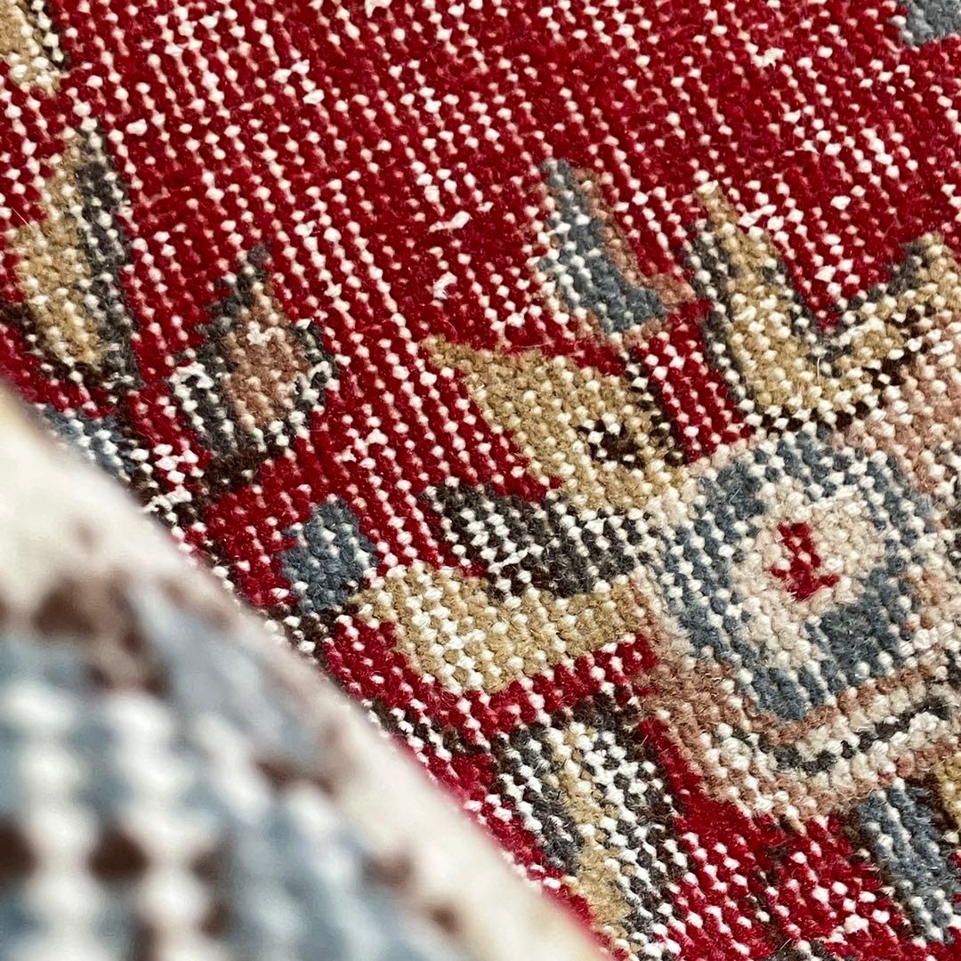 クラシカル柄✳︎114×210レッド　ブルーグレー　ローズ　トルコヴィンテージラグ