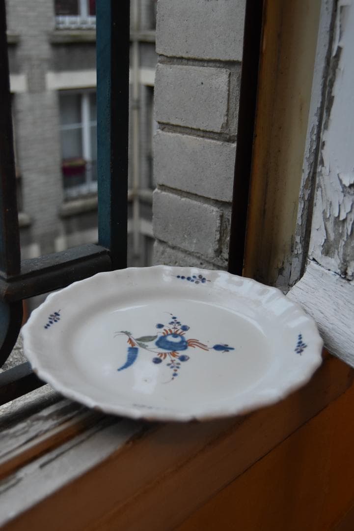 あんみつ姫さま専用　眺めの良いインディゴ花文皿　アンティーク　西洋民藝