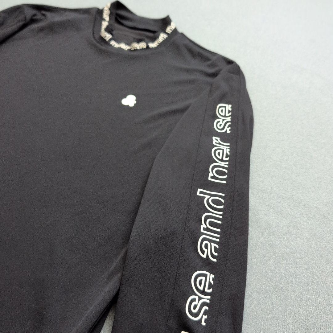 【極美品】アンパスィゴルフ　モックネックシャツ長袖　サイドライン　黒　L