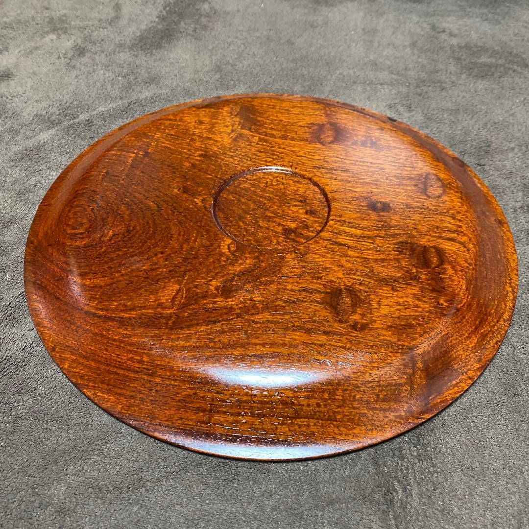 花梨　玉杢　浅盆　盆　トレー　30cm